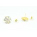Women's Ear tops studs Earrings yellow Gold Plated white round Zircon Stones